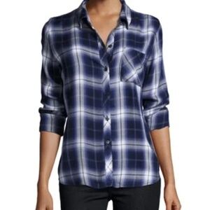 Rails | Oxford Blue Hunter Button Down Plaid Flannel Shirt, Small